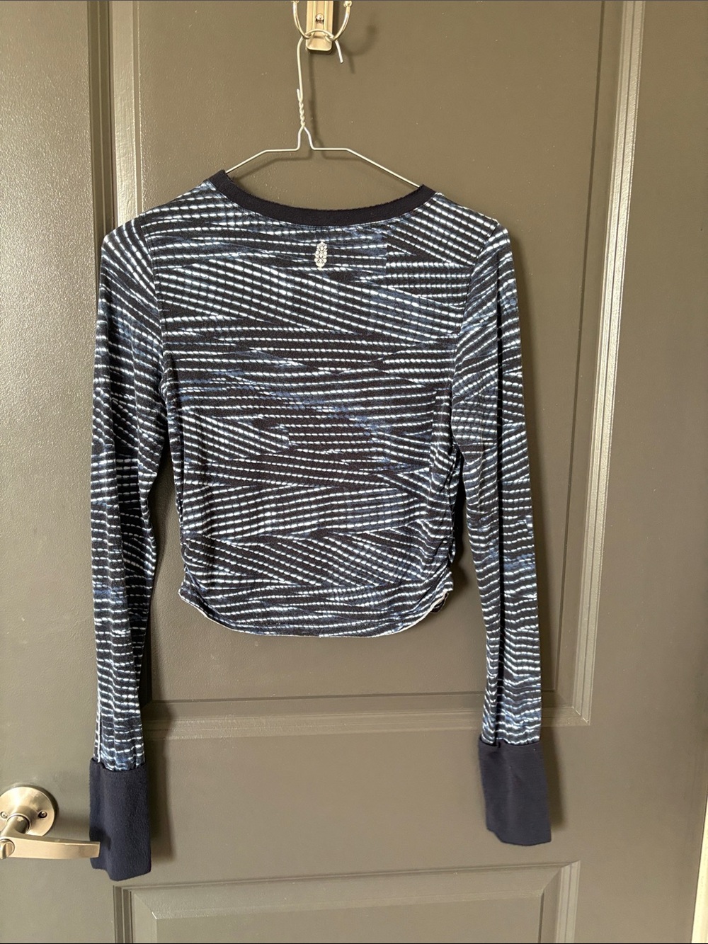 FP Movement by Free People Navy and White Striped Long-Sleeve Crop Top - Picture 6 of 6